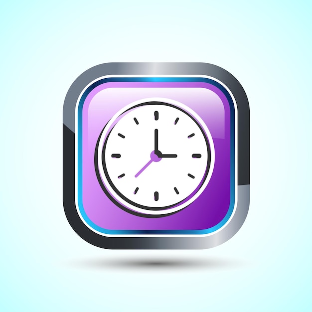 Diseño de icono de reloj Ilustración Icon de reloj para aplicaciones y sitios web Diseño de botón cuadrado de color rosa