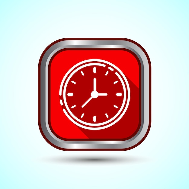 Diseño de icono de reloj Ilustración Icon de reloj para aplicaciones y sitios web Diseño de botón de sombra roja