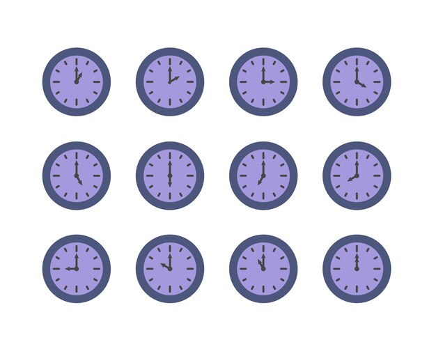 Diseño de icono de reloj de verano con uvas Colección de íconos de frutas del tiempo