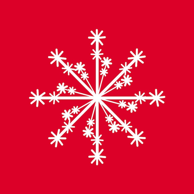 Vector diseño de icono y signo de copo de nieve aislado sobre fondo rojo