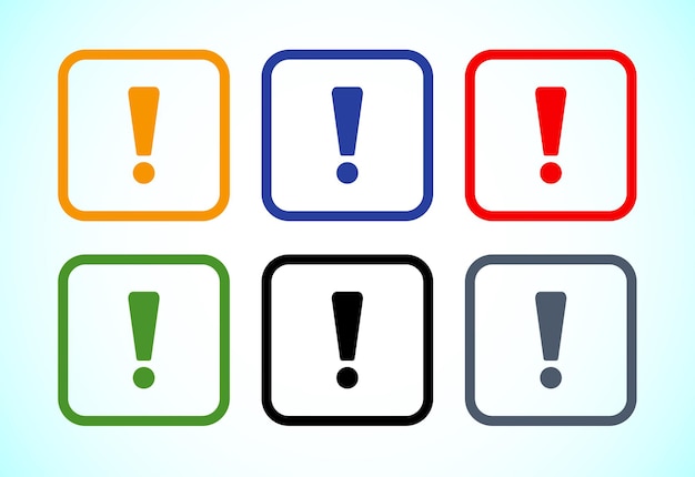 Diseño del icono del signo de exclamación Configuración del icono de precaución y advertencia