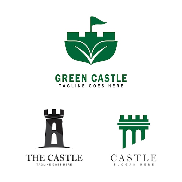 Diseño de icono de símbolo de vector de plantilla de logotipo de castillo