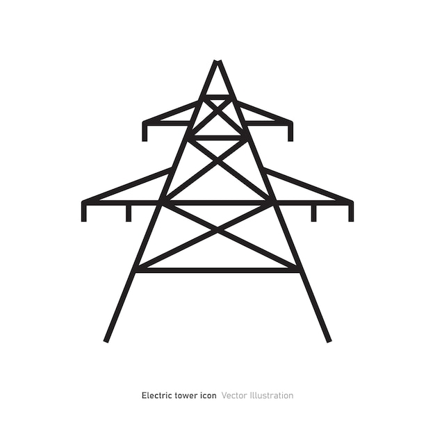 Vector diseño del icono de la torre eléctrica ilustración de la torre de celosía y del vector de potencia aérea