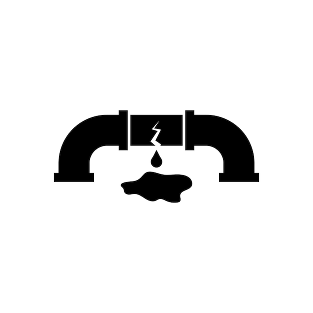 Diseño del icono de la tubería de agua rota