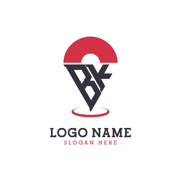 Diseño de icono de ubicación de BK Logotipo moderno de BK Pinpoint para aplicaciones de mapas de navegación y negocios basados en la ubicación