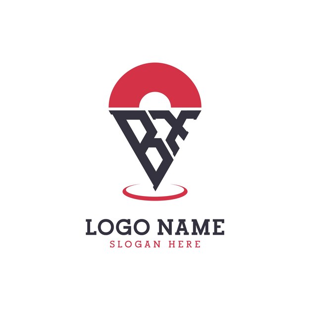 Diseño de icono de ubicación BX Logotipo moderno BX Pinpoint para aplicaciones de mapas de navegación y negocios basados en la ubicación