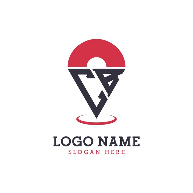 Diseño de icono de ubicación CB Logotipo moderno de punto CB para aplicaciones de mapas de navegación y negocios basados en la ubicación