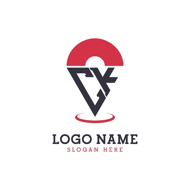 Diseño de icono de ubicación CK Logotipo moderno CK Pinpoint para aplicaciones de mapas de navegación y negocios basados en la ubicación