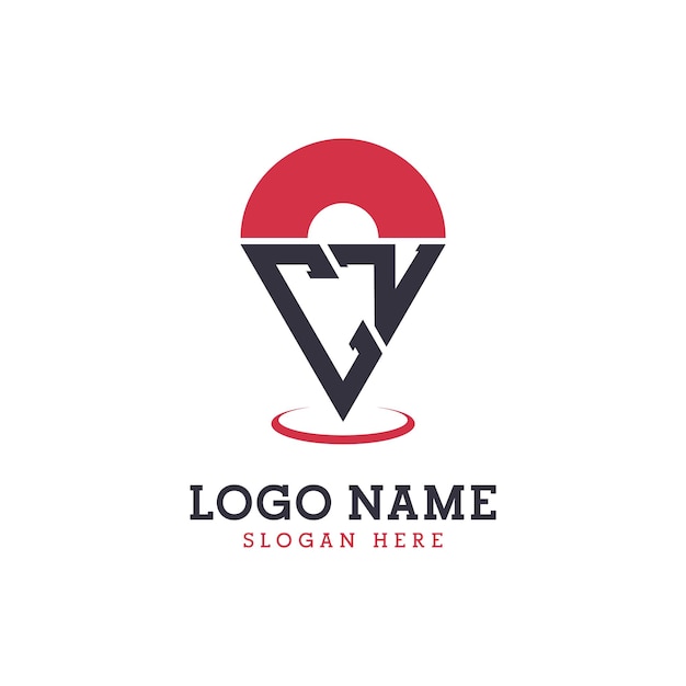 Diseño de icono de ubicación de CZ Logotipo moderno de CZ Pinpoint para aplicaciones de mapas de navegación y negocios basados en la ubicación