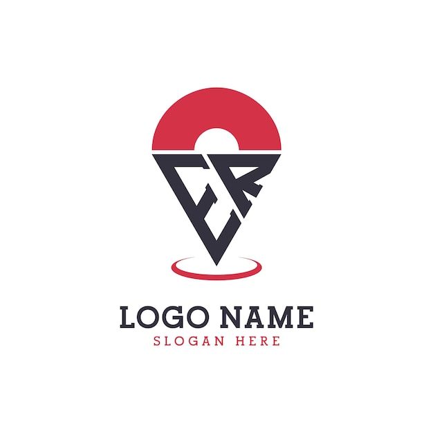 Diseño de icono de ubicación de ER Logotipo moderno de punto de ER para aplicaciones de mapas de navegación y negocios basados en la ubicación