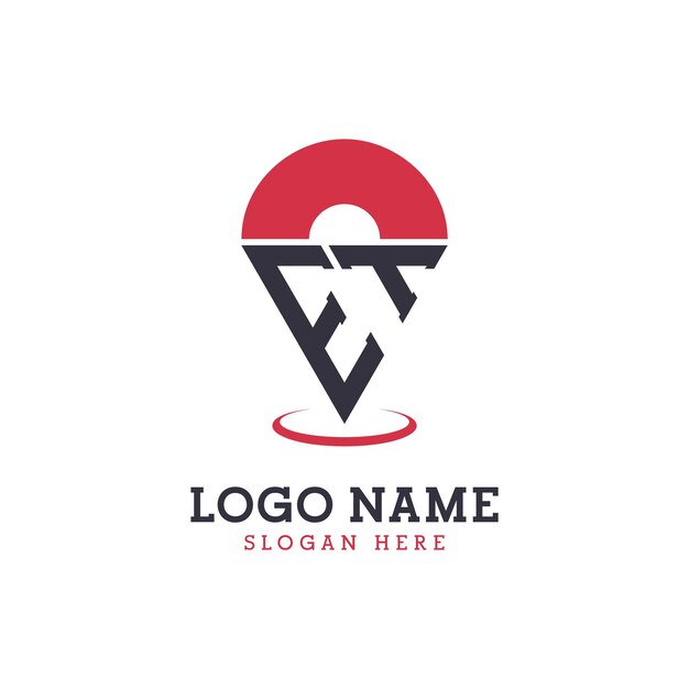 Diseño de icono de ubicación ET Logotipo moderno ET Pinpoint para aplicaciones de mapas de navegación y negocios basados en la ubicación