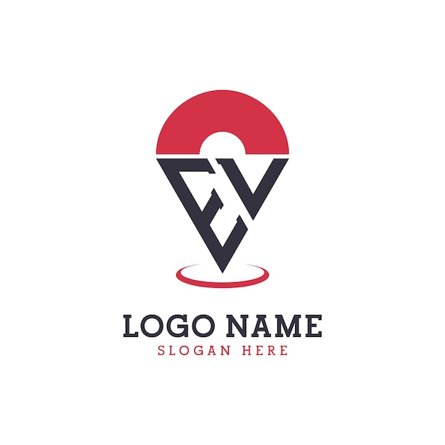 Diseño de icono de ubicación de EV Logotipo moderno de punto de identificación de EV para aplicaciones de mapas de navegación y negocios basados en la ubicación