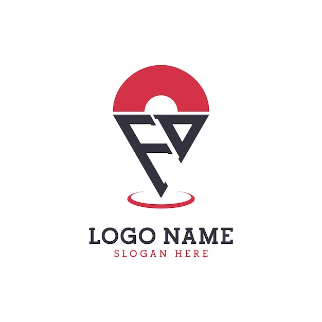 Diseño de icono de ubicación de FD Logotipo moderno de FD Pinpoint para aplicaciones de mapas de navegación y negocios basados en la ubicación
