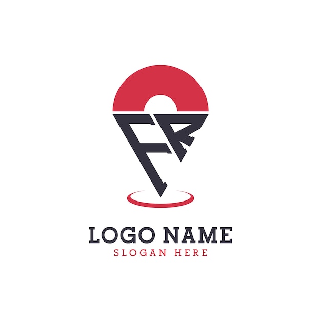 Diseño de icono de ubicación de FR Logotipo moderno de punto de identificación de FR para aplicaciones de mapas de navegación y negocios basados en la ubicación