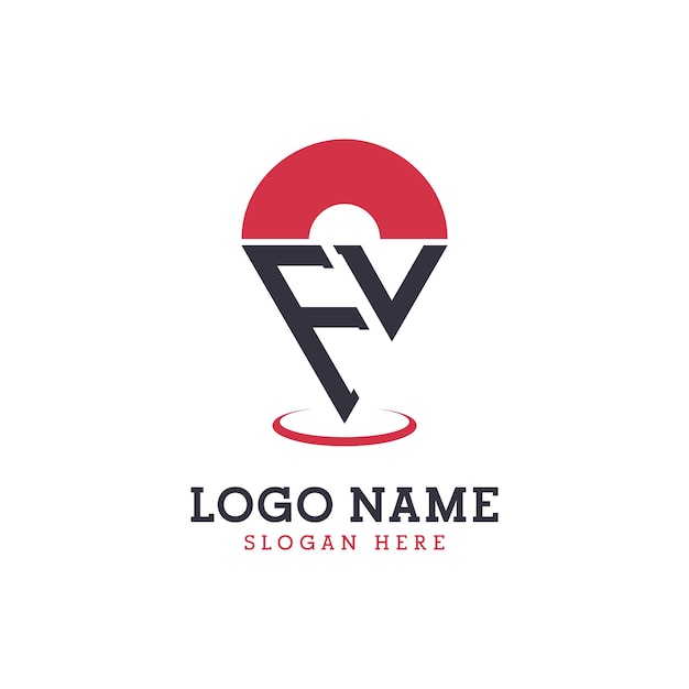 Diseño de icono de ubicación FV Logotipo moderno de punto FV para aplicaciones de mapas de navegación y negocios basados en la ubicación