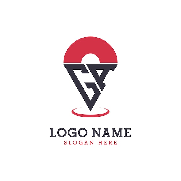 Diseño de icono de ubicación de GA Logotipo moderno de punto de identificación de GA para aplicaciones de mapas de navegación y negocios basados en la ubicación