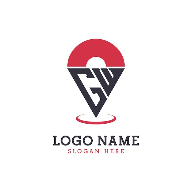 Diseño de icono de ubicación de GW Logotipo moderno de GW Pinpoint para aplicaciones de mapas de navegación y negocios basados en la ubicación