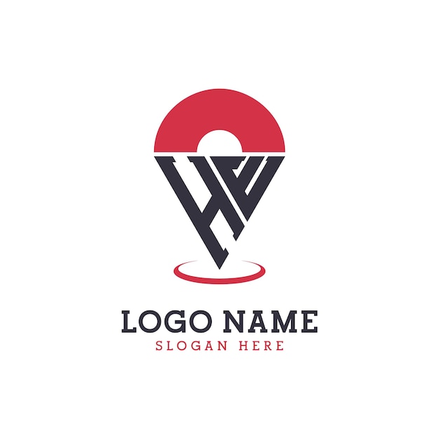 Diseño de icono de ubicación HE Moderno Logotipo de punto HE para aplicaciones de mapas de navegación y negocios basados en la ubicación