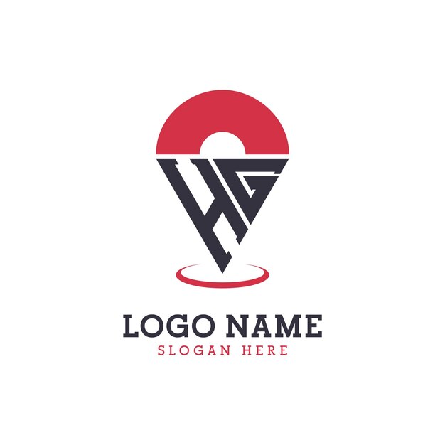 Diseño de icono de ubicación de HG Logotipo moderno de HG Pinpoint para aplicaciones de mapas de navegación y negocios basados en la ubicación