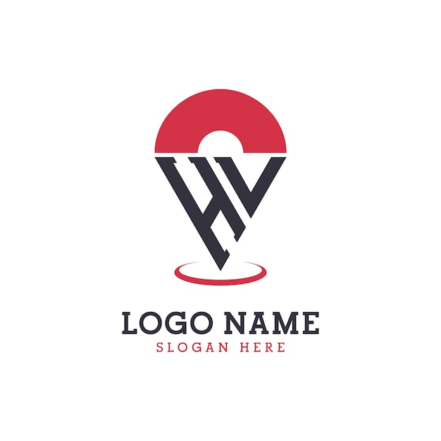 Diseño de icono de ubicación HV Logotipo moderno de punto HV para aplicaciones de mapas de navegación y negocios basados en la ubicación