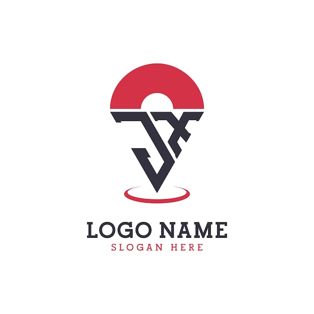 Diseño de icono de ubicación JX Logotipo moderno JX Pinpoint para aplicaciones de mapas de navegación y negocios basados en la ubicación