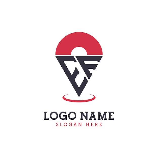 Diseño de icono de ubicación Logotipo EF Pinpoint moderno para aplicaciones de mapas de navegación y negocios basados en la ubicación