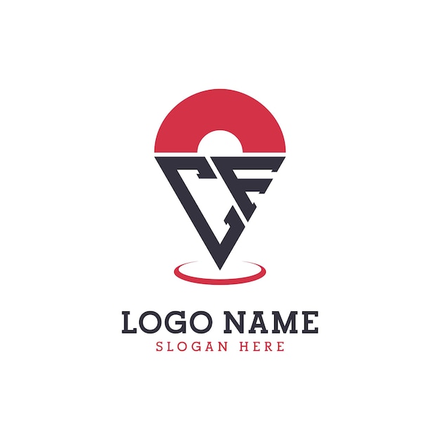 Diseño de icono de ubicación Logotipo moderno de CF Pinpoint para aplicaciones de mapas de navegación y negocios basados en la ubicación