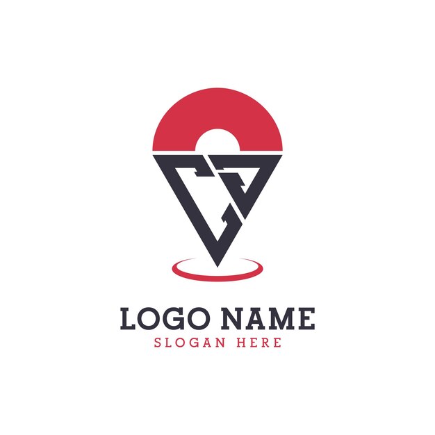 Diseño de icono de ubicación Logotipo moderno de CJ Pinpoint para aplicaciones de mapas de navegación y negocios basados en la ubicación