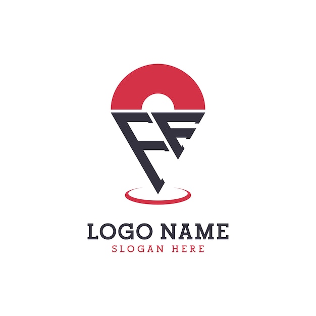 Diseño de icono de ubicación Logotipo moderno FF Pinpoint para aplicaciones de mapas de navegación y negocios basados en la ubicación