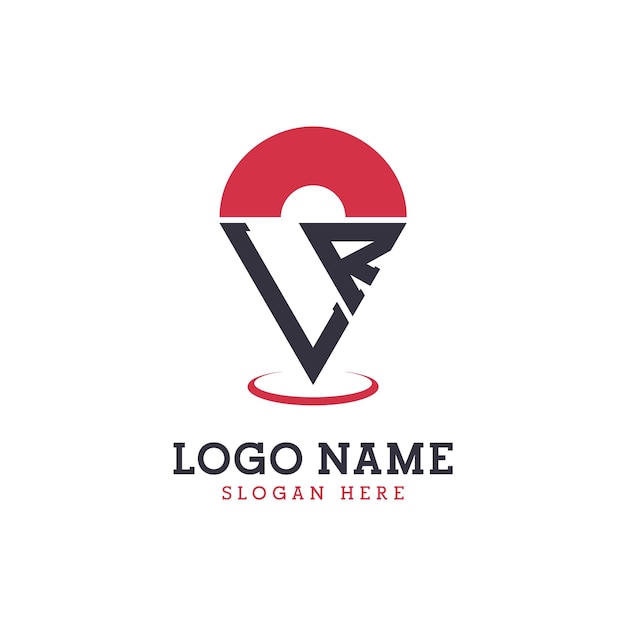 Diseño de icono de ubicación Logotipo moderno LR Pinpoint para aplicaciones de mapas de navegación y negocios basados en la ubicación