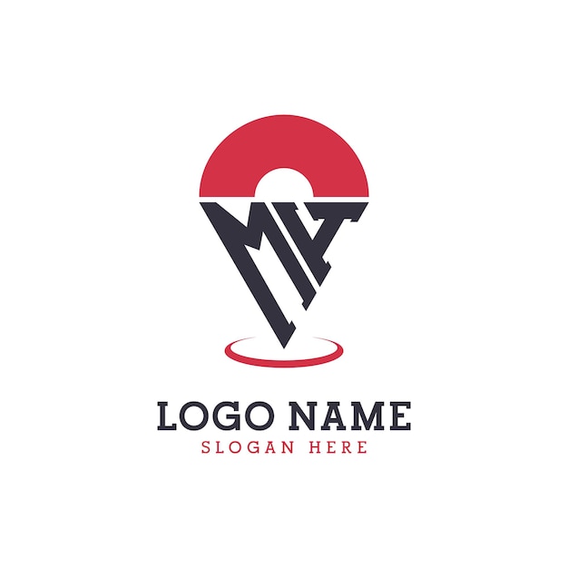 Diseño de icono de ubicación Logotipo moderno de MH Pinpoint para aplicaciones de mapas de navegación y negocios basados en la ubicación