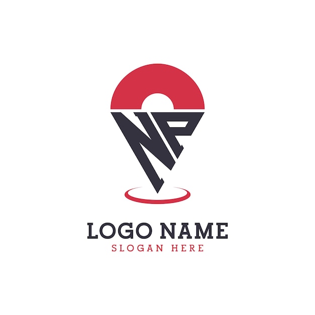 Diseño de icono de ubicación Logotipo moderno de NP Pinpoint para aplicaciones de mapas de navegación y negocios basados en la ubicación