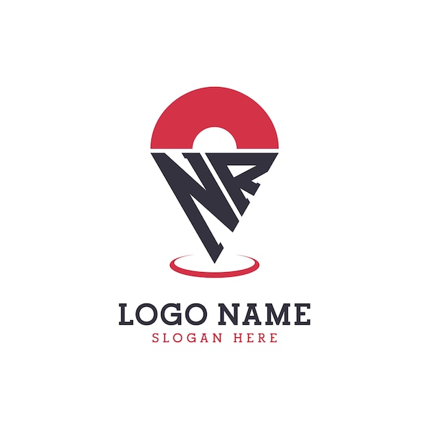 Diseño de icono de ubicación Logotipo moderno NR Pinpoint para aplicaciones de mapas de navegación y negocios basados en la ubicación