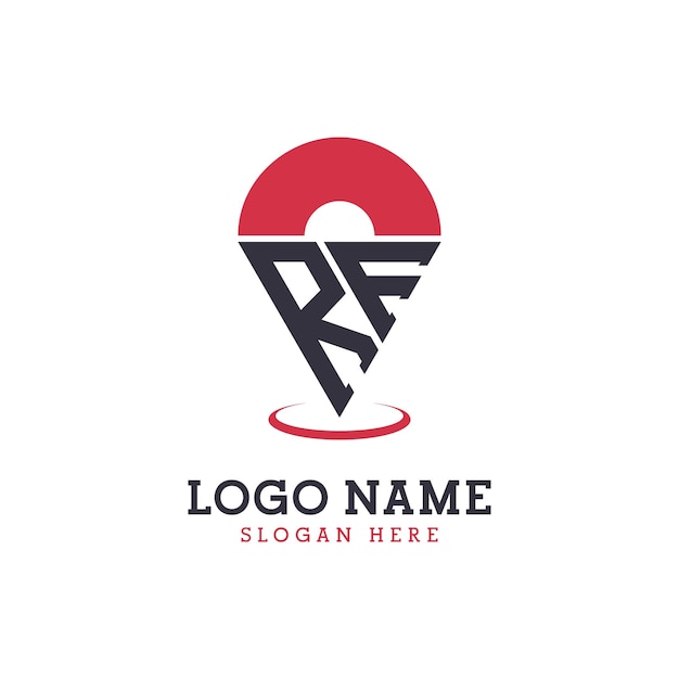 Diseño de icono de ubicación Logotipo moderno de RF Pinpoint para aplicaciones de mapas de navegación y negocios basados en la ubicación