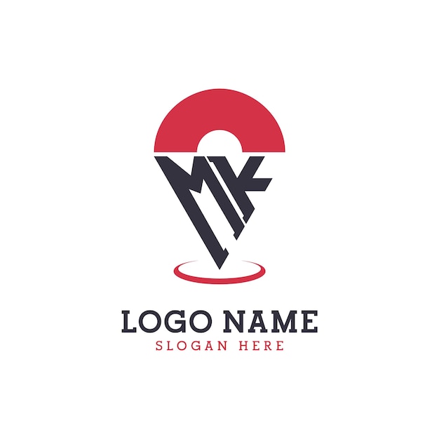 Diseño de icono de ubicación MK Logotipo moderno MK Pinpoint para aplicaciones de mapas de navegación y negocios basados en la ubicación