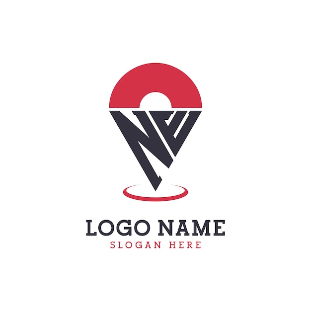 Diseño de icono de ubicación de NE Logotipo moderno de punto de NE para aplicaciones de mapas de navegación y negocios basados en la ubicación