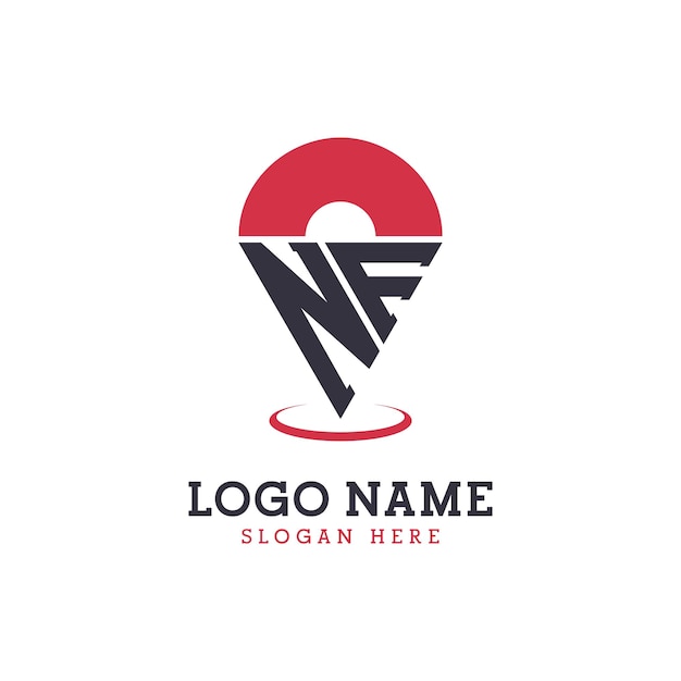 Diseño de icono de ubicación NF Logotipo de punto de identificación NF moderno para aplicaciones de mapas de navegación y negocios basados en la ubicación