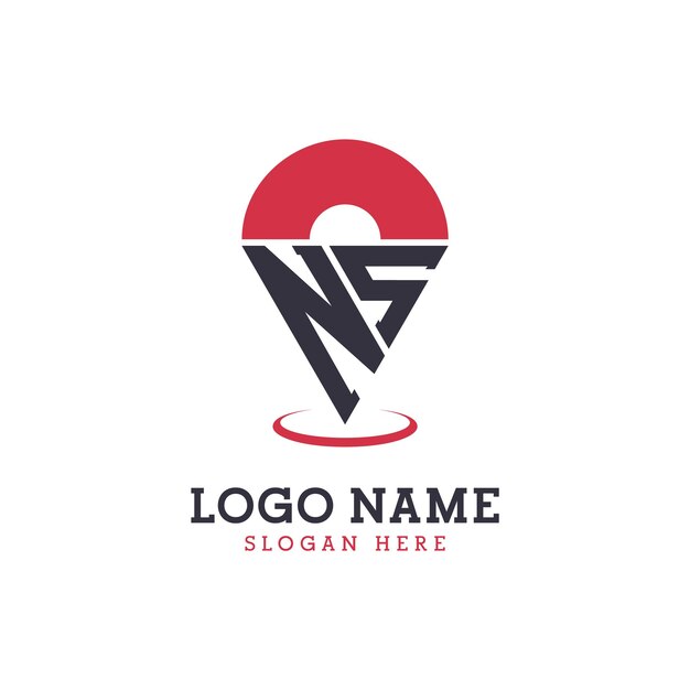 Diseño de icono de ubicación de NS Logotipo moderno de NS Pinpoint para aplicaciones de mapas de navegación y negocios basados en la ubicación