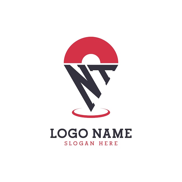 Diseño de icono de ubicación de NT Logotipo moderno de punto de NT para aplicaciones de mapas de navegación y negocios basados en la ubicación