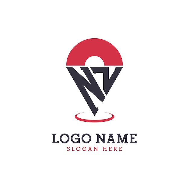 Diseño de icono de ubicación de NZ Logotipo moderno de punto de NZ para aplicaciones de mapas de navegación y negocios basados en la ubicación