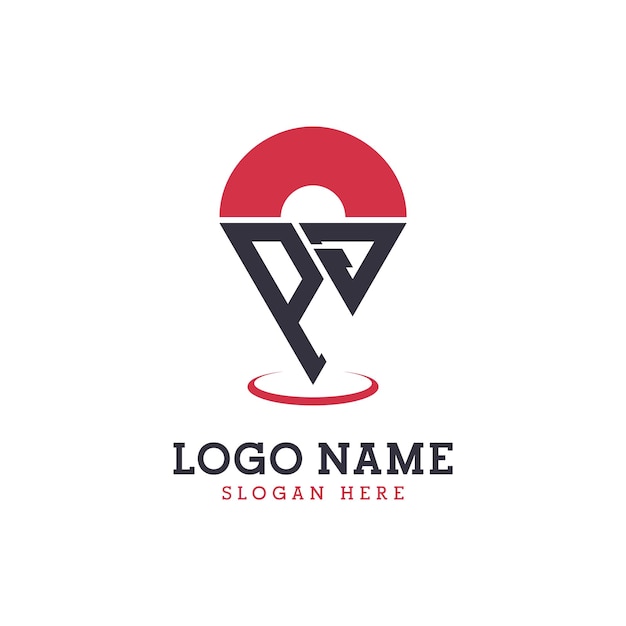 Diseño de icono de ubicación de PJ Logotipo moderno de PJ Pinpoint para aplicaciones de mapas de navegación y negocios basados en la ubicación