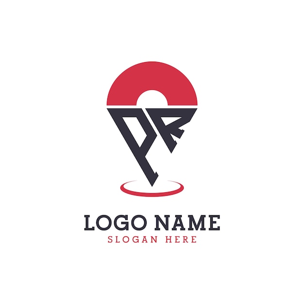 Diseño de icono de ubicación de PR Logotipo de punto de PR moderno para aplicaciones de mapas de navegación y negocios basados en la ubicación