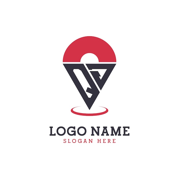 Diseño de icono de ubicación de QJ Logotipo moderno de QJ Pinpoint para aplicaciones de mapas de navegación y negocios basados en la ubicación