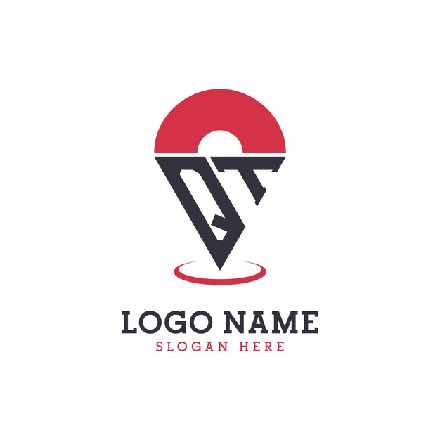 Diseño de icono de ubicación de QT Logotipo moderno de QT Pinpoint para aplicaciones de mapas de navegación y negocios basados en la ubicación