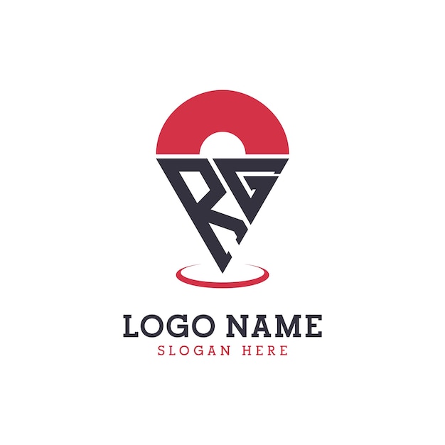 Diseño de icono de ubicación RG Logotipo moderno RG Pinpoint para aplicaciones de mapas de navegación y negocios basados en la ubicación