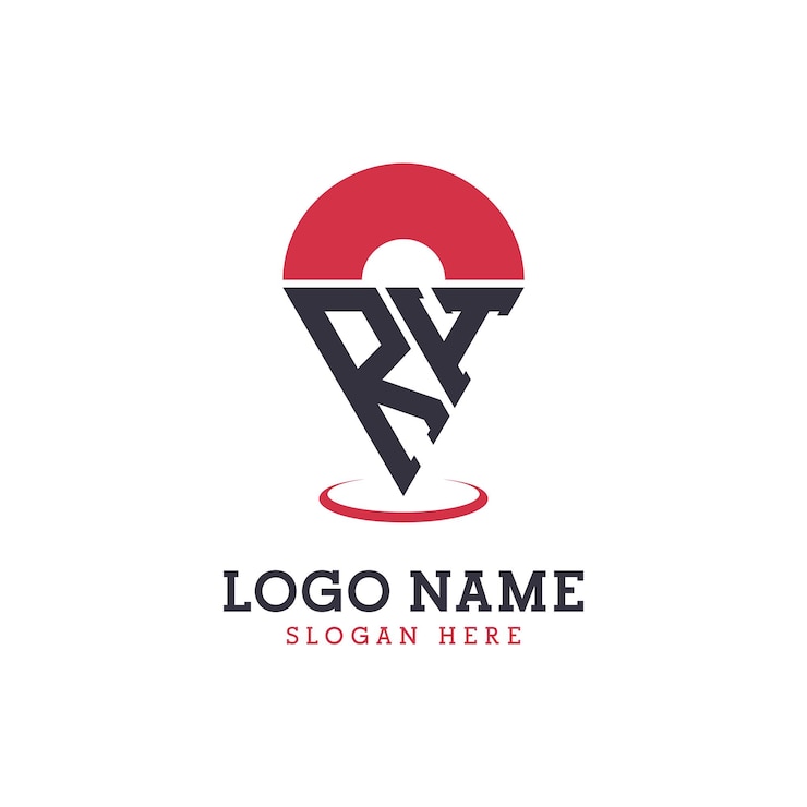 Vector diseño de icono de ubicación de rh logotipo moderno de rh pinpoint para aplicaciones de mapas de navegación y negocios basados en la ubicación