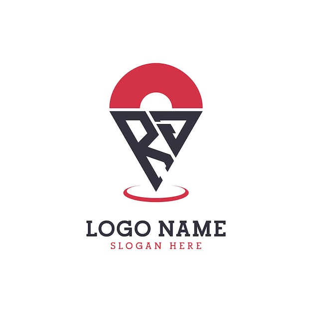 Diseño de icono de ubicación de RJ Logotipo moderno de RJ Pinpoint para aplicaciones de mapas de navegación y negocios basados en la ubicación