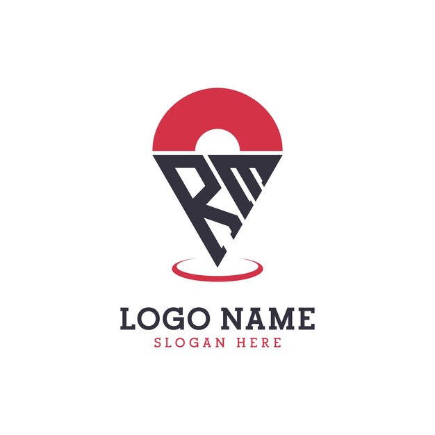 Diseño de icono de ubicación de RM Logotipo moderno de RM Pinpoint para aplicaciones de mapas de navegación y negocios basados en la ubicación