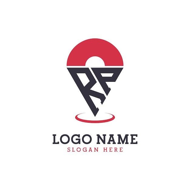 Diseño de icono de ubicación RP Logotipo moderno de punto RP para aplicaciones de mapas de navegación y negocios basados en la ubicación