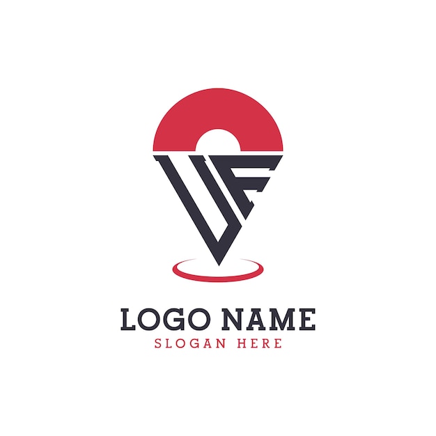 Diseño de icono de ubicación UF Logotipo de punto UF moderno para aplicaciones de mapas de navegación y negocios basados en la ubicación